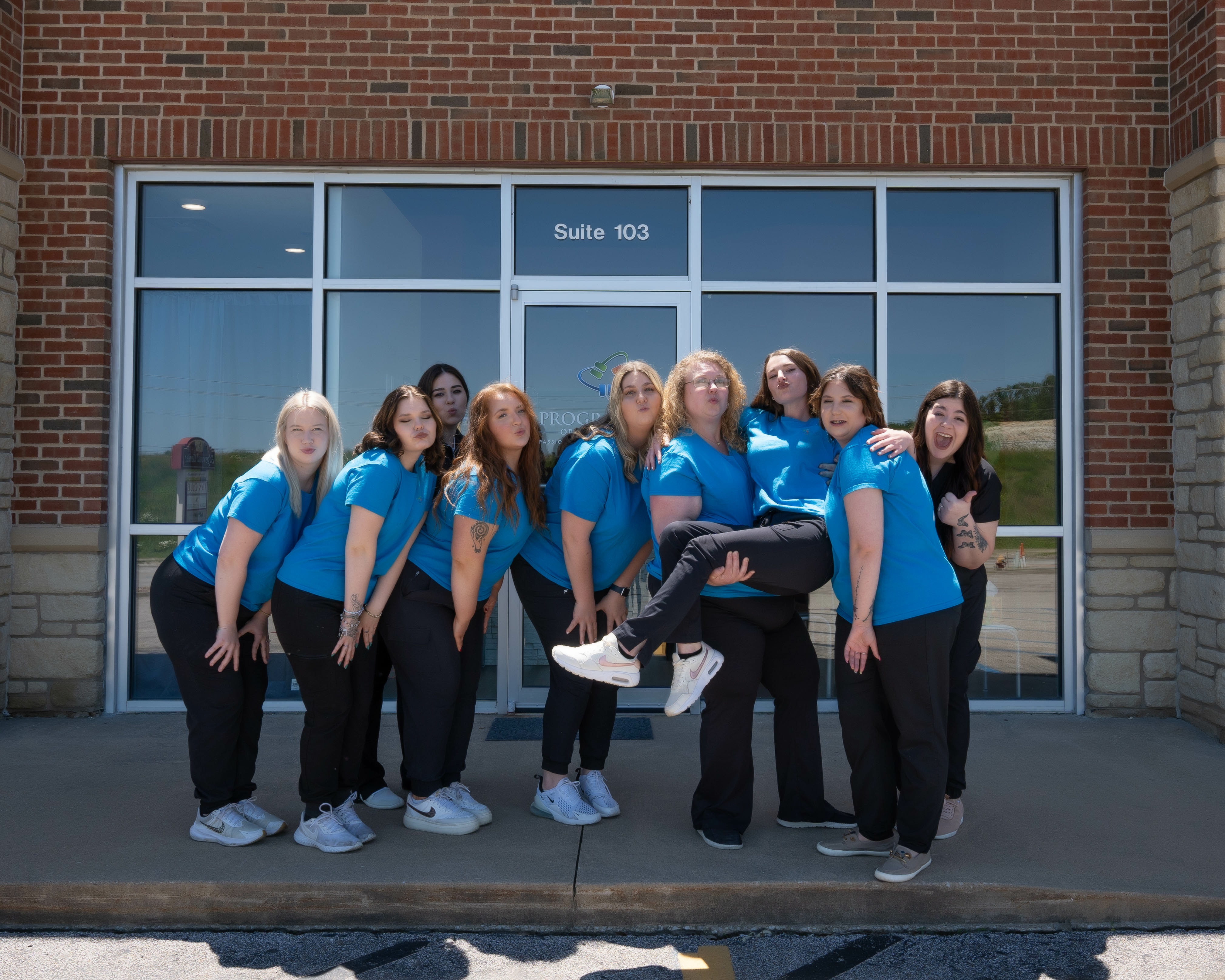 Front of office with staff